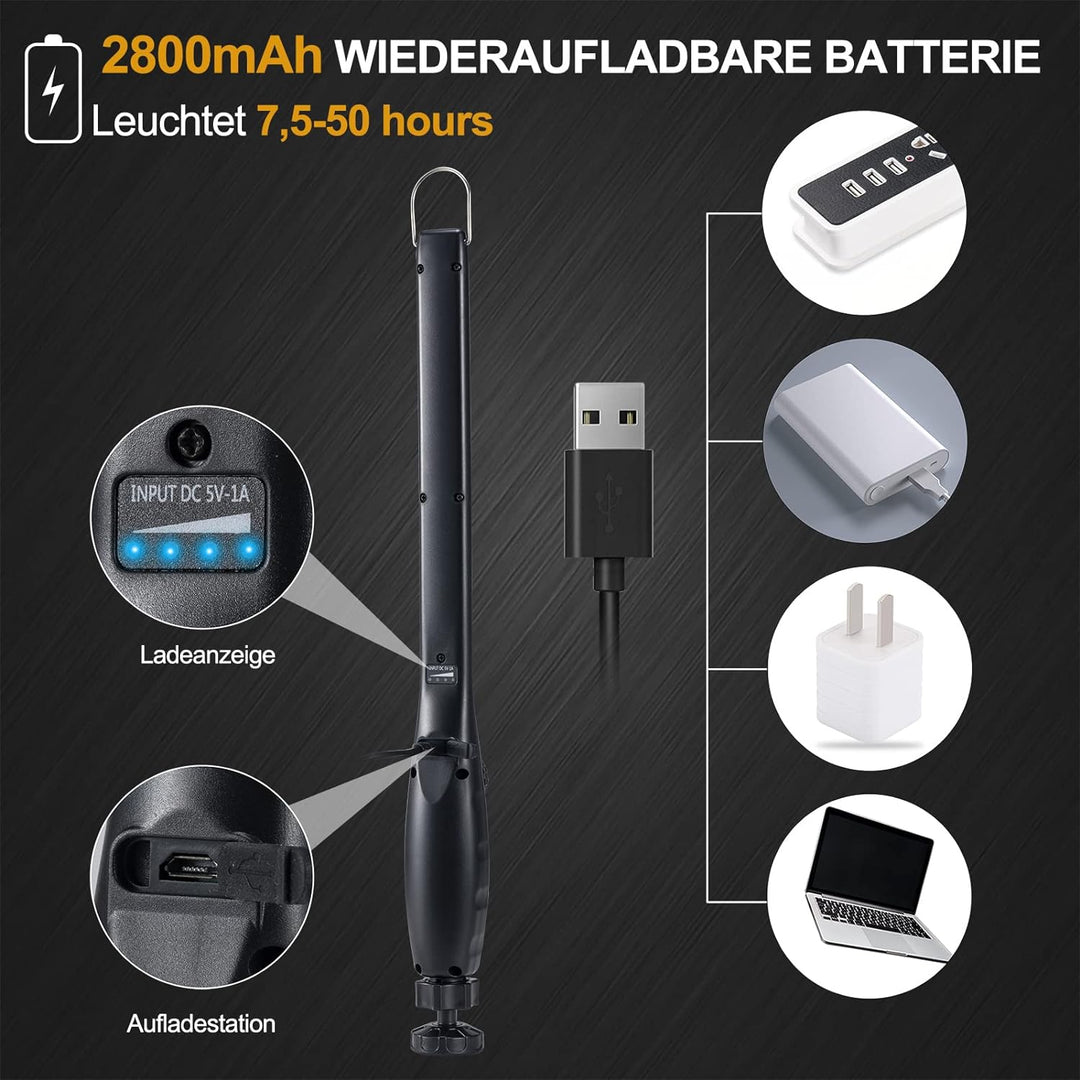 ORHOMELIFE LED Arbeitsleuchte Akku- 800LM LED Stablampe Handlampe Werkstattlampe Inspektionsleuchten