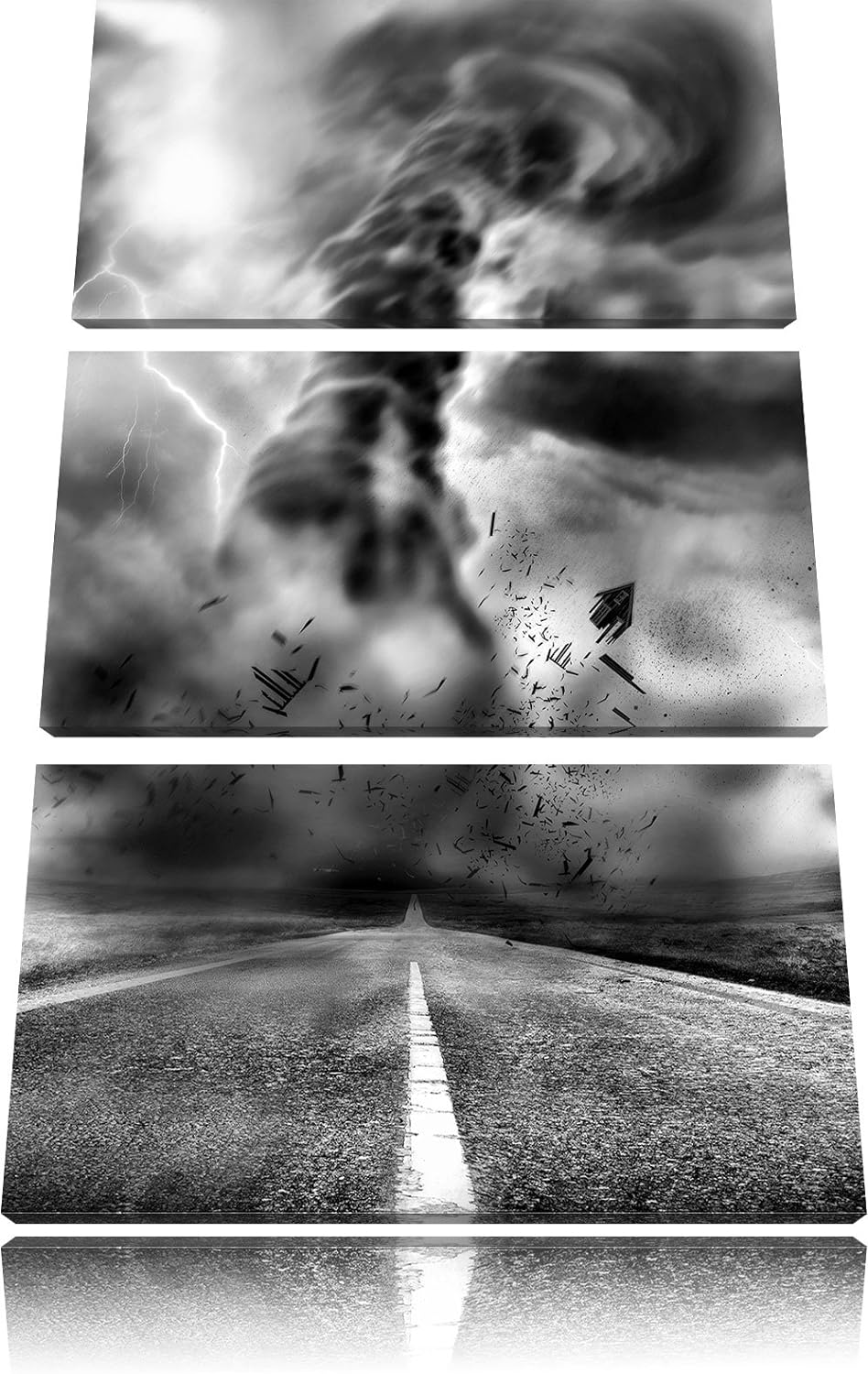 Pixxprint Wirbelsturm auf Highway als Leinwandbild/Grösse: 3 Teilig (120x80) cm/Wandbild/Kunstdruck/