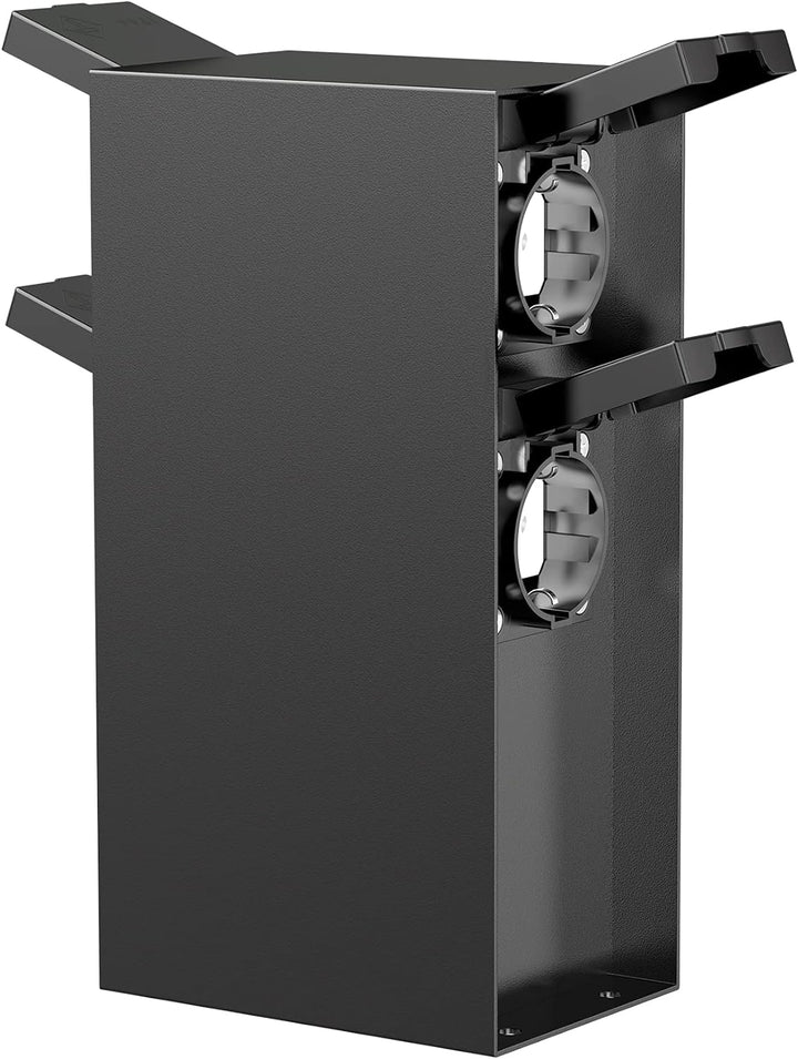 ledscom.de Garten Steckdosensäule POMI für aussen, IP44, 4-Fach, schwarz, eckig, 23 cm 1 Stück (1er