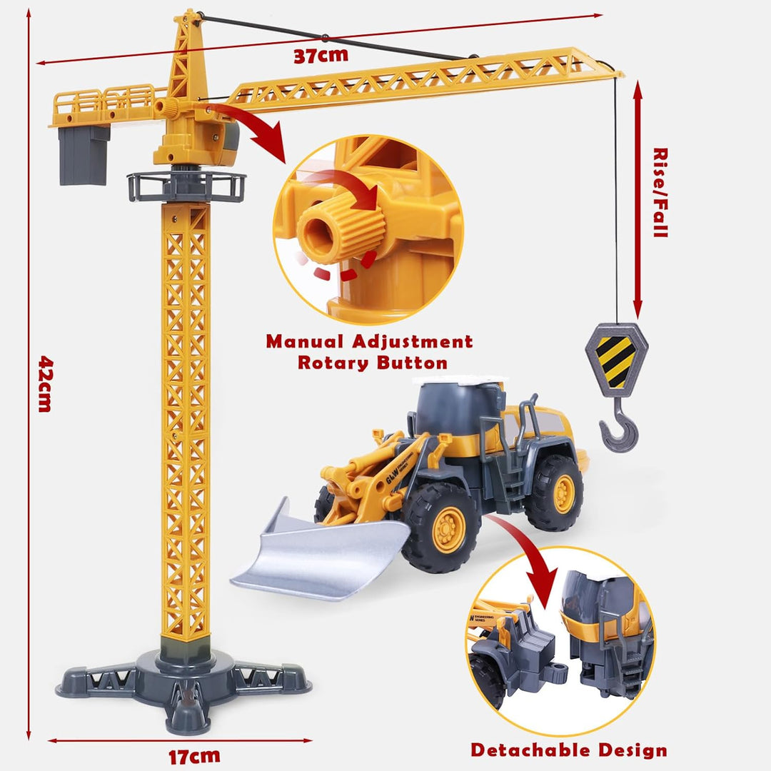 Tacobear Baufahrzeuge Kinder gross LKW Fahrzeug Spielzeug mit Kran Spielzeug Bulldozer Dampfwalze Ga