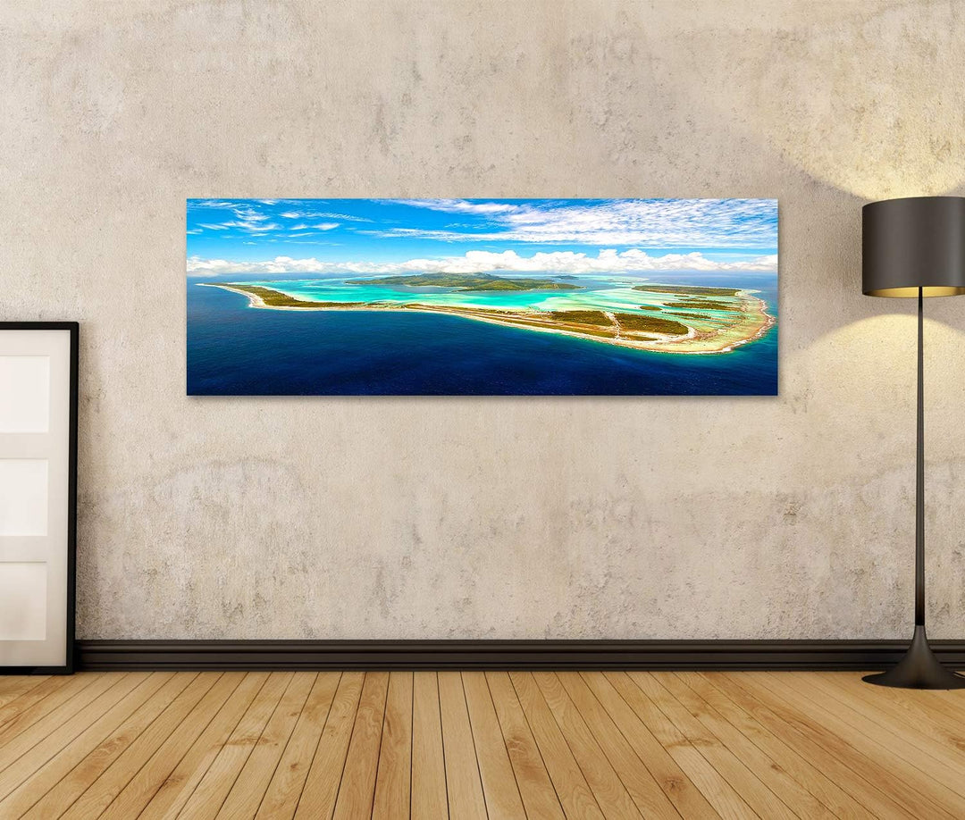 islandburner Bild auf Leinwand Bora Bora Insel Bilder Wandbilder Poster Leinwand 120x40cm - Panorama