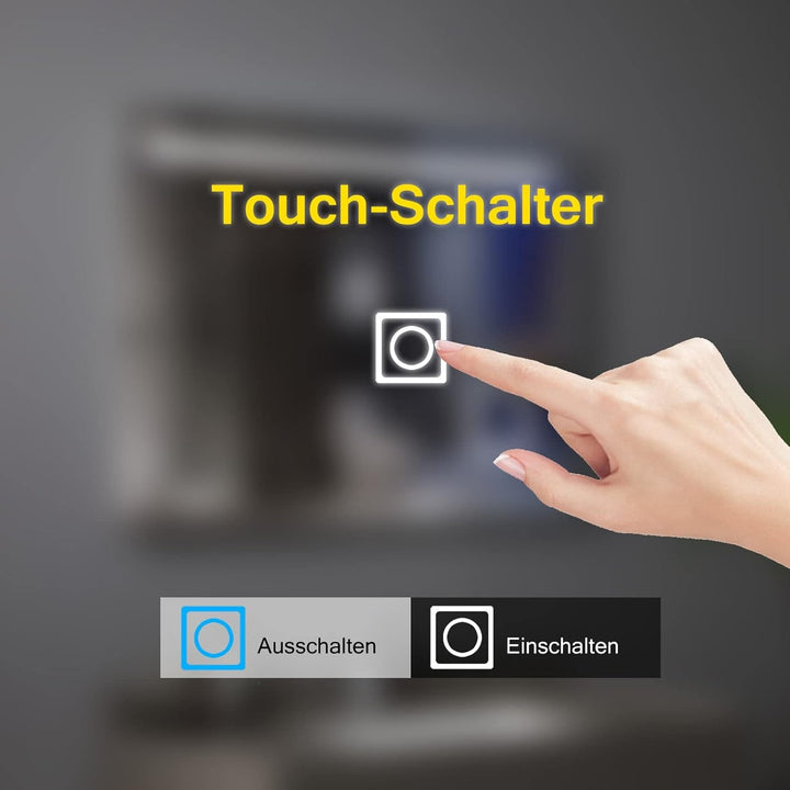 MIQU LED Badspiegel mit Beleuchtung 80x60 cm Badezimmerspiegel kaltweiss 6500K Lichtspiegel grosser