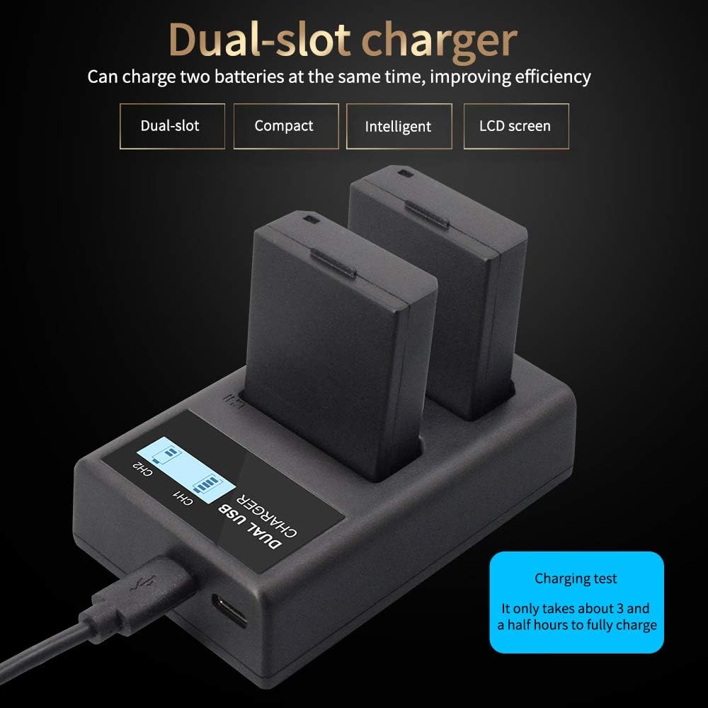 CITYORK 2er Pack LP-E10 Ersatzakku und Dual USB Ladegerät LCD-Display für Canon EOS Rebel T3, T5, T6