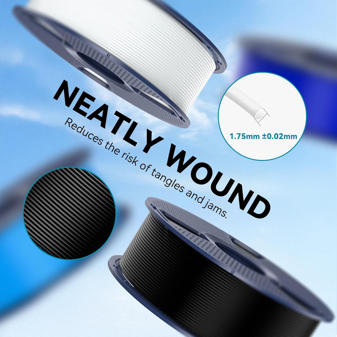 SUNLU PLA Filament 1.75mm,Sauber Gewickelt 3D Drucker Filament PLA 1.75mm,Massgenauigkeit +/- 0,02mm