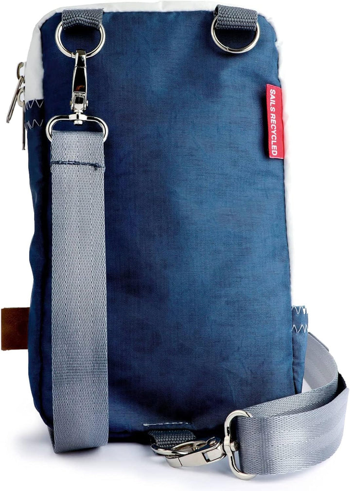 360Grad Umhängetasche, Schultertasche, Crossbag, Hip bag aus Segeltuch, unisex, weiss blau, Zahl rot
