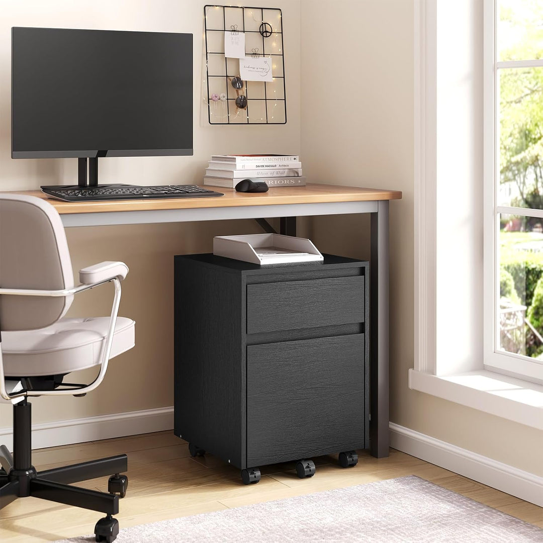 WOLTU Rollcontainer, Aktenschrank mit 2 Schubladen, mobiler Büroschrank, Schreibtisch Unterschrank,