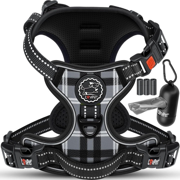 Lovpetยฎ Hundegeschirr ohne Zug & wรผrgen fรผr grosse Hunde atmungsaktiv & weich Brustgeschirr reflekti
