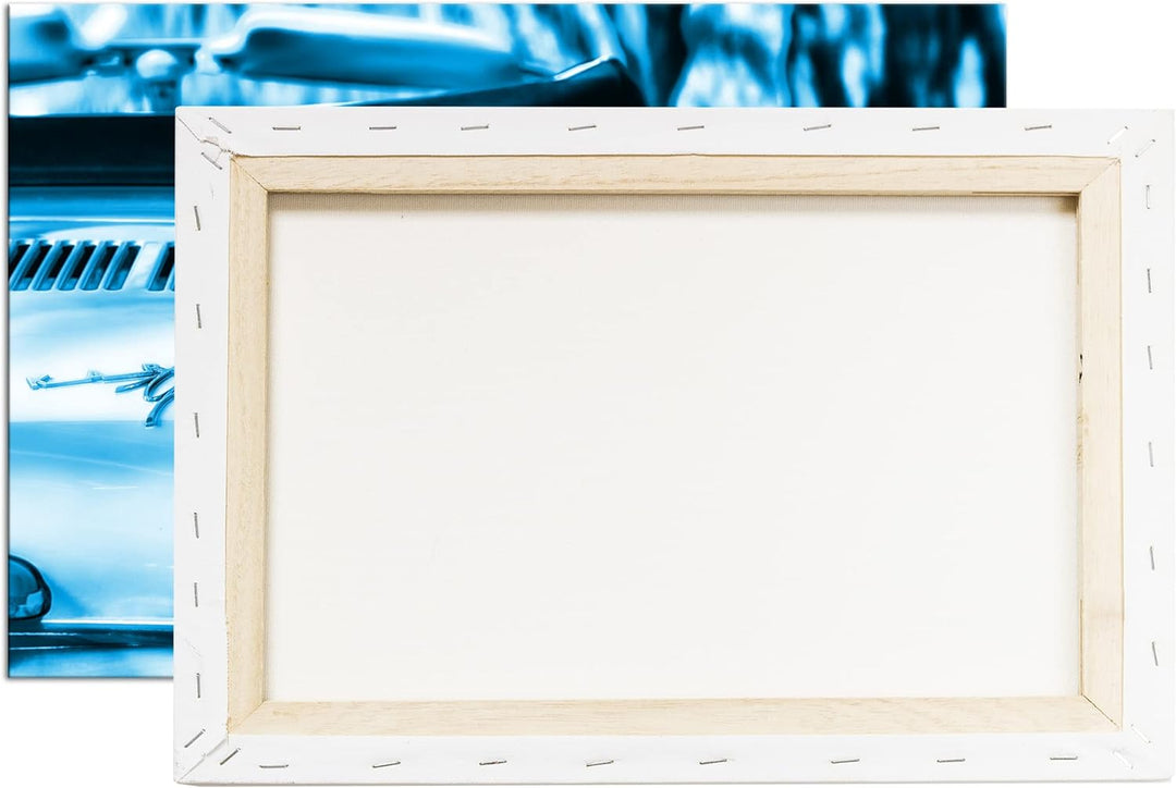 deyoli goldenes Auto Format 80x60 Effekt: Monocrome Blau als Leinwandbild, Motiv fertig gerahmt auf
