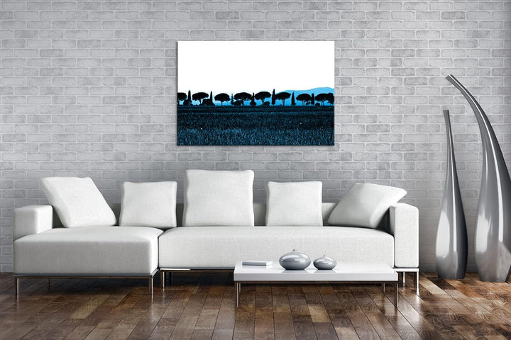 deyoli Toskana Landschaft mit Zypressen und Pinien Format 80x60 Effekt: Monocrome Blau als Leinwandb