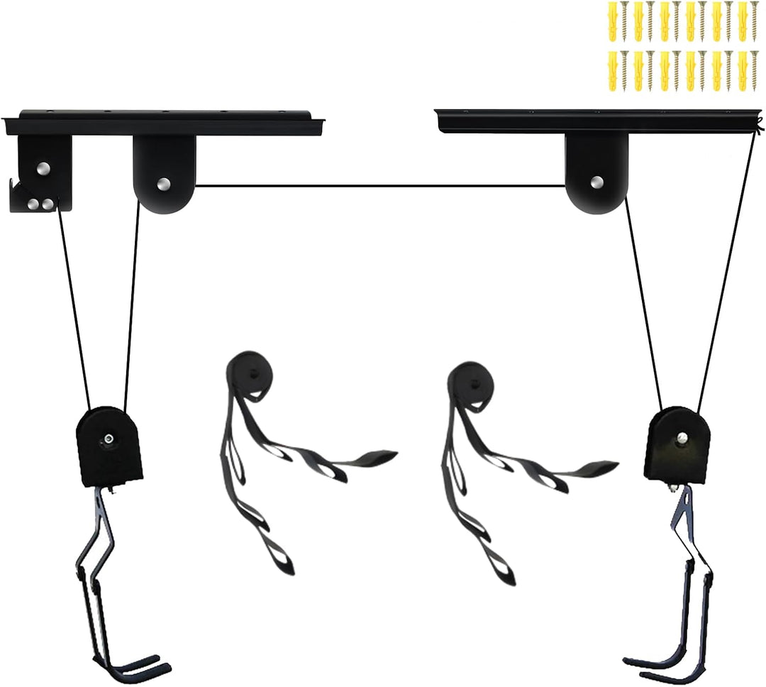 Gemsaya Fahrradlift bis 60 kg, Stahl Fahrrad Deckenlift, Deckenmontage Fahrradhalterung mit Haken un