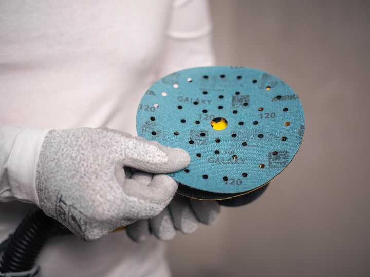 50x MIRKA Haftschleifscheibe GALAXY Grip Multifit 150mm K.180 f.HO/Metall/Lack/Ku. Korn 180, Korn 18