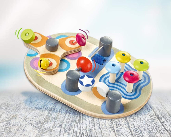 Selecta 62064 Spintivity, Motorikbrett aus Holz, 20 cm, Spinitivity Single, Single