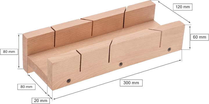 KOTARBAU® Schneidlade aus Holz 30x12 cm zum Schneiden von Eckverbindungen Leisten Latten Gehrungslad
