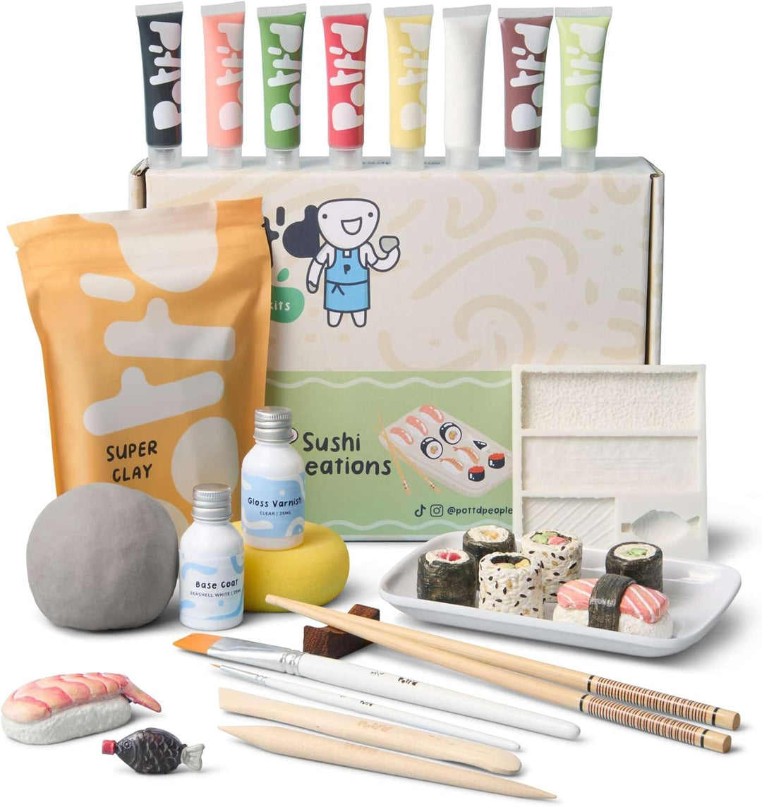 Pott'd Mini-Töpfer-Sets | Lufttrocknendes Töpferset für Erwachsene | Mit Farben, Töpferwerkzeugen un