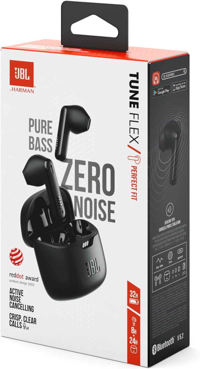 JBL Tune Flex TWS – Wasserdichte, True-Wireless In-Ear-Kopfhörer mit Noise-Cancelling in Schwarz – M