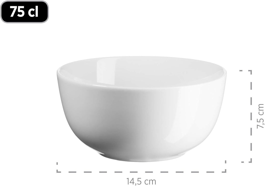 MÄSER 993650 Barca Frühstücks-Geschirr für 6 Personen, 18-tlg. Set, Porzellan, Weiss Frühstück-Set 1