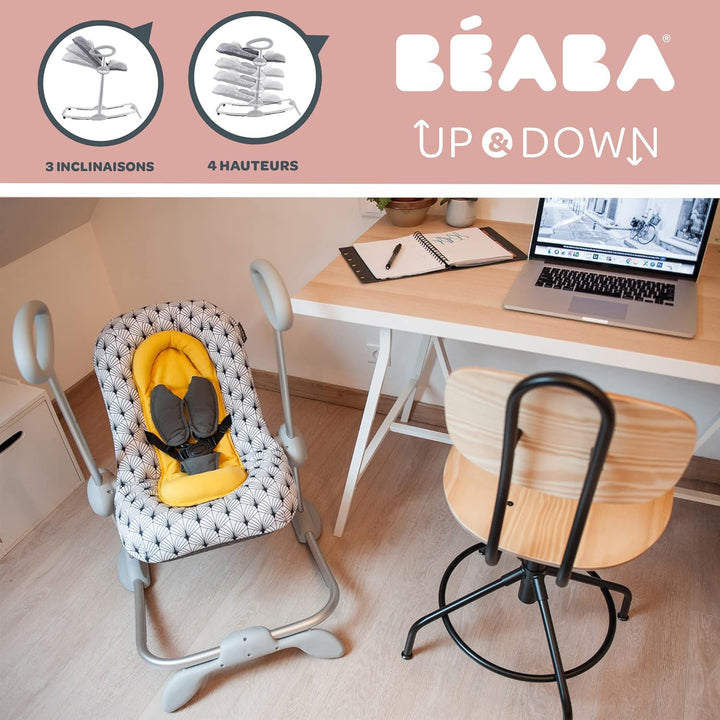 BÉABA, Up & Down III - Babywippe - Wippe für Babys und Kleinkinder - Höhenverstellbar - Schaukelfunk