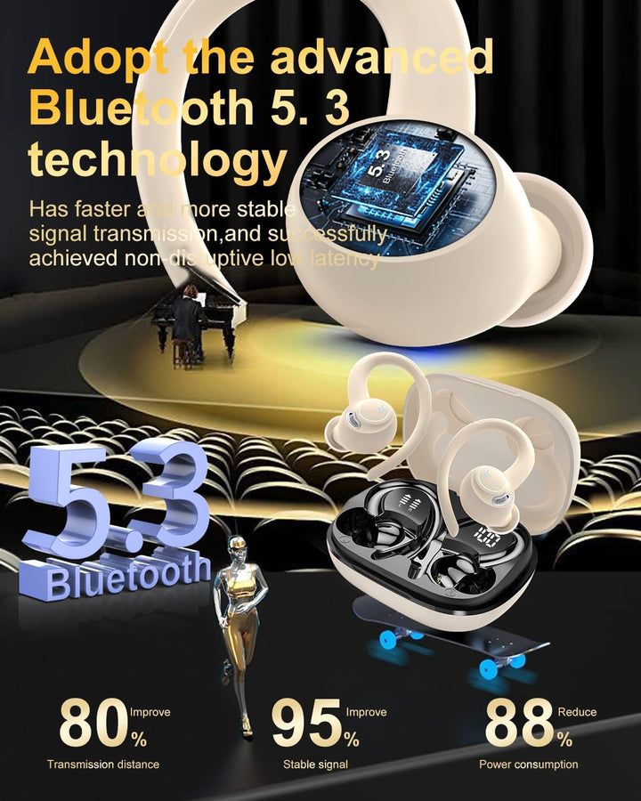 Bluetooth Kopfhörer Sport, in Ear Kopfhörer Kabellos Bluetooth 5.3 mit HD Mic, Herausragender Sound,
