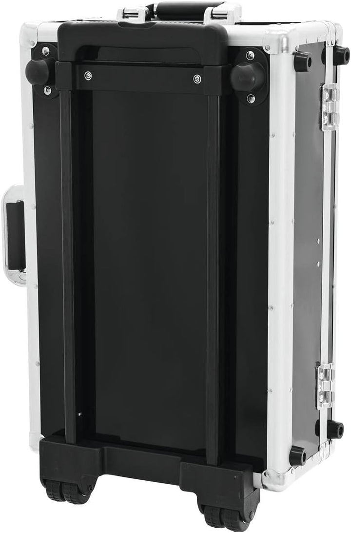 ROADINGER CD-Case schwarz 120 CDs mit Trolley | CD-Case mit schwarzem Aluminiumgehäuse und Teleskopg