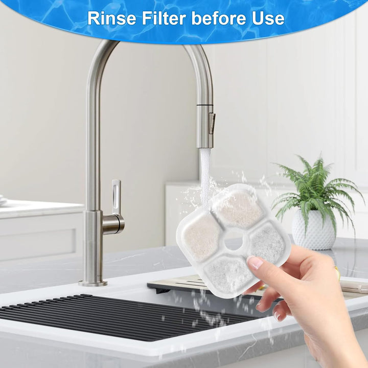 VinDox Filter Katzenbrunnen 12 Stück Filter und 4 Silikonschläuche Für 2,5L Trinkbrunnen Katzen Für