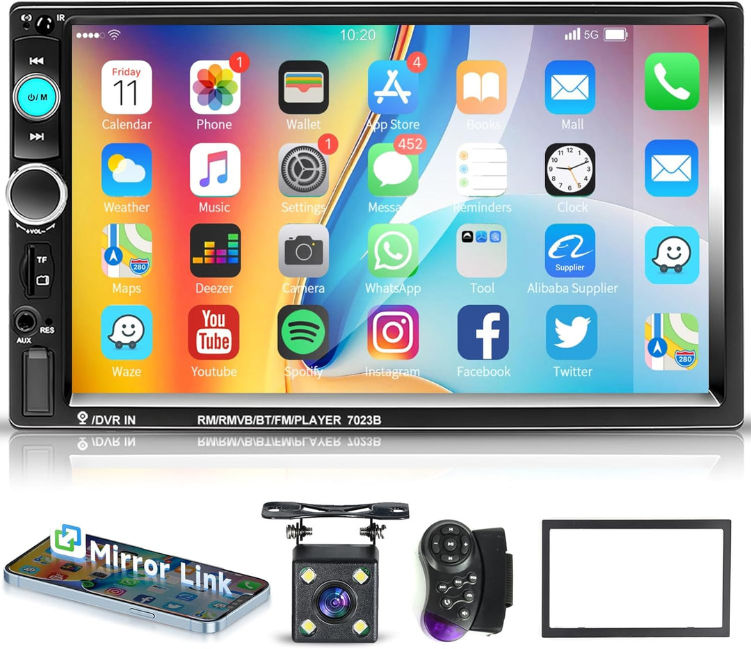 Hodozzy 2 Din Autoradio Bluetooth, Doppel Din Auto Stereo/Audio 7 Zoll Touchscreen MP5 Multimedia Ra