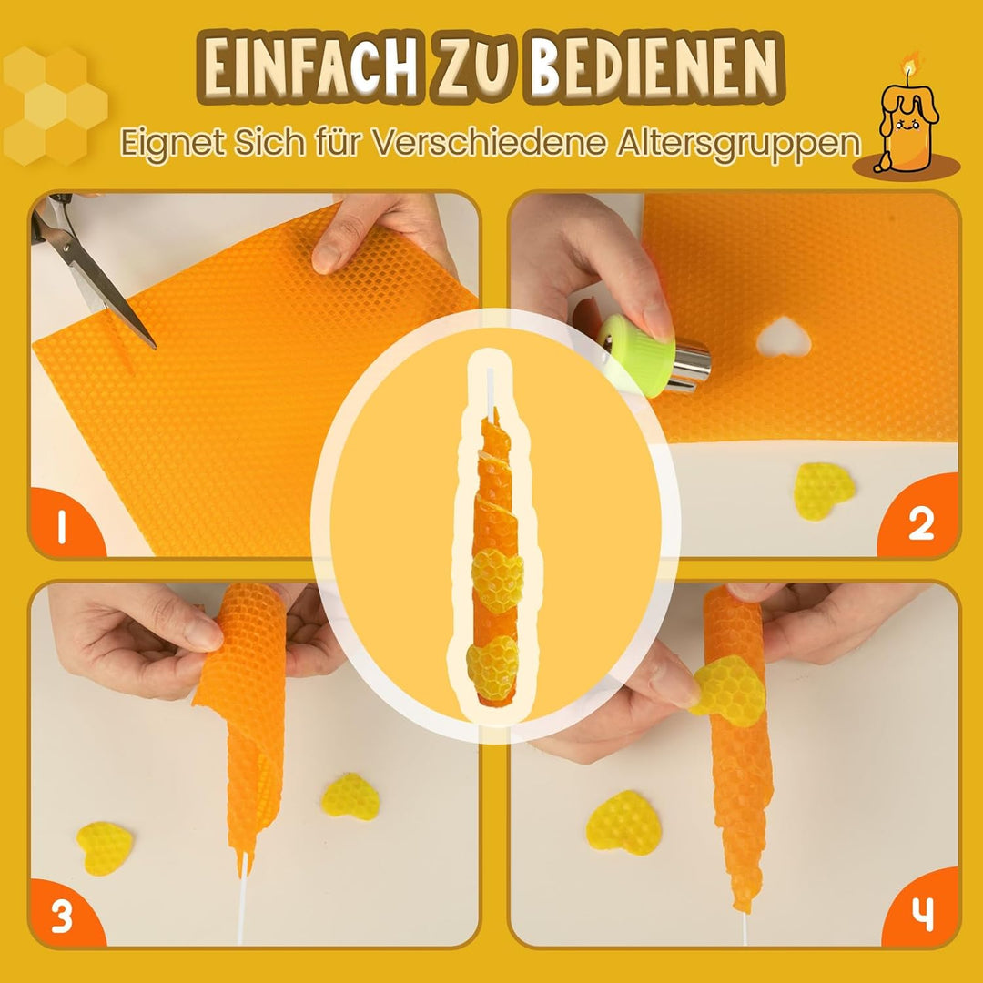 BuzzoXerex Bienenwachsplatten für Kerzen, 24 Stück Farbenfrohe Wachsplatten für Kerzen(20 x 20cm), K