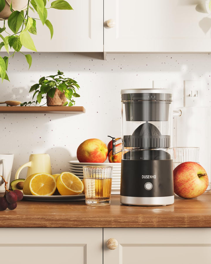 DUSENHO Zitronenpresse Elektrisch Organgenpresse Tragbare USB-Aufladung Juicer Entsafter fĂŒr Orange,