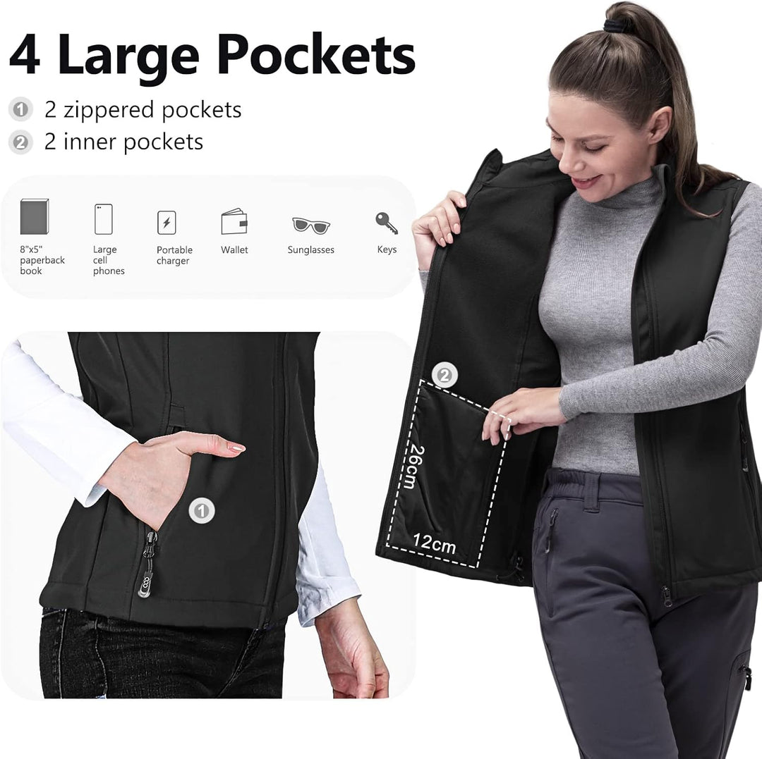 33,000ft Weste Damen Outdoor Leichte Softshell-Weste Ärmellose Jacke Winddichte Fleece Damenweste fü