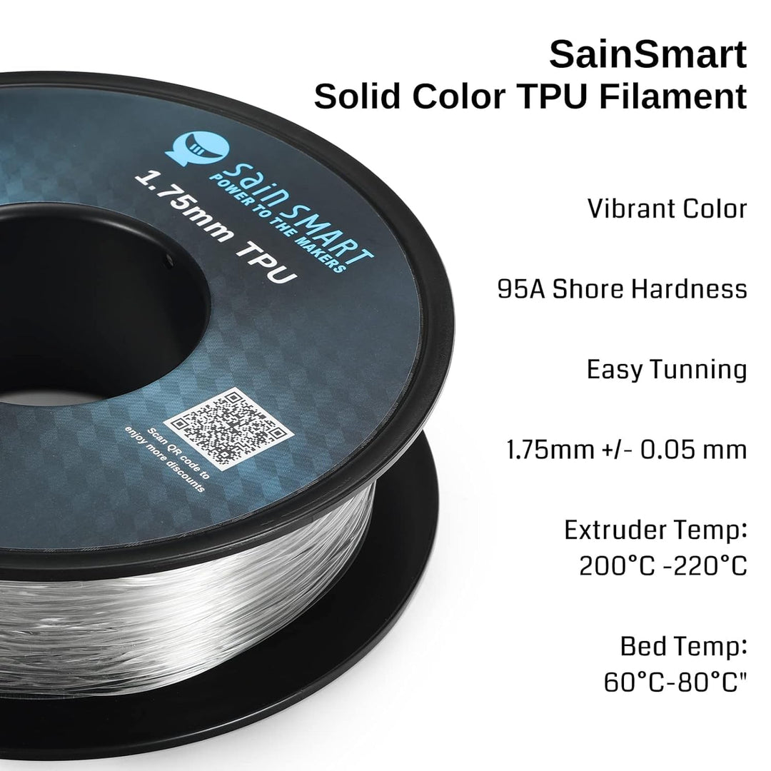 SainSmart TPU 3D-Drucker Filament, 1,75 mm, 0,8 kg, klar transparent, transparent