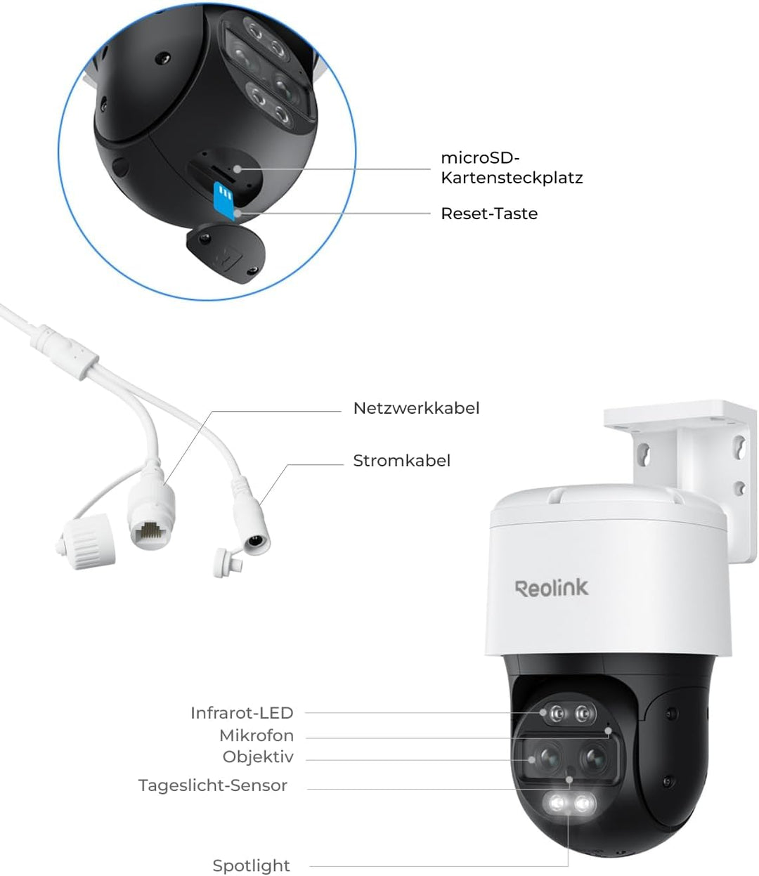 Reolink 4K 8MP PTZ PoE Überwachungskamera Aussen mit Dual-Objektiv, 6X Hybridzoom, 355°/90° Schwenkb