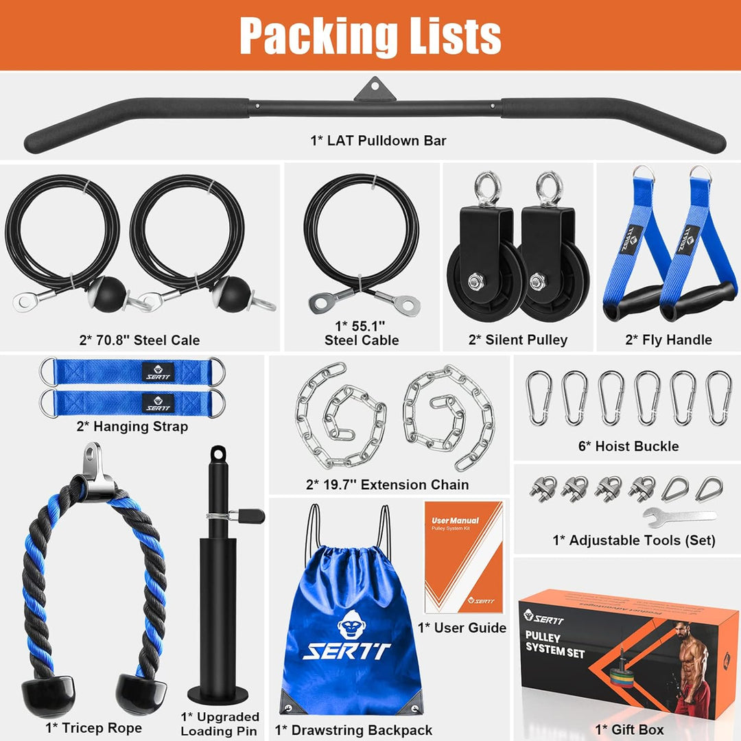 SERTT Home Gym Riemenscheiben-System, Trizeps-Workout-Riemenscheiben-System für LAT Pulldown, Bizeps