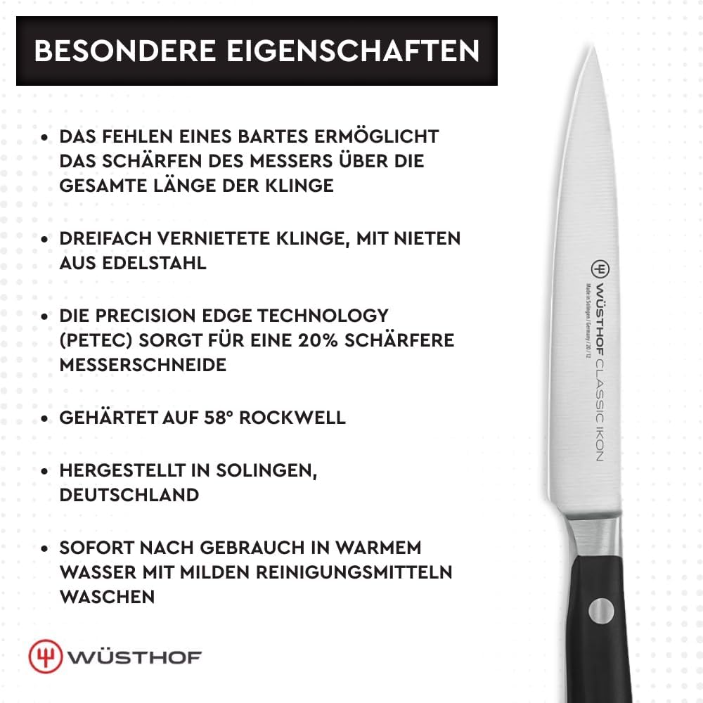 WÜSTHOF Classic Ikon Gemüsemesser 12 cm, Schwarz Schwarz 12