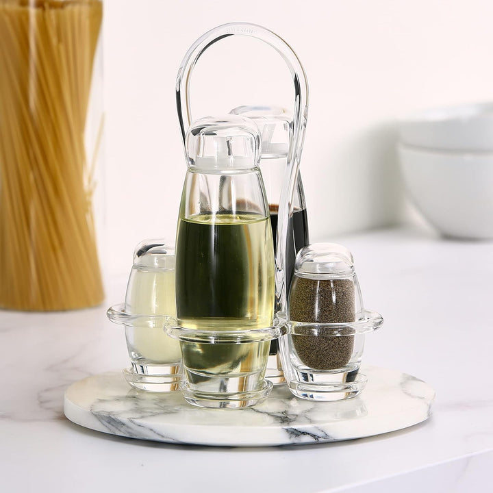 Guzzini - Gocce, Set Essig Öl Salz Pfeffer - Transparent, 17 x 15 x h22,5 cm | 180 cc, 52 cc - 23130