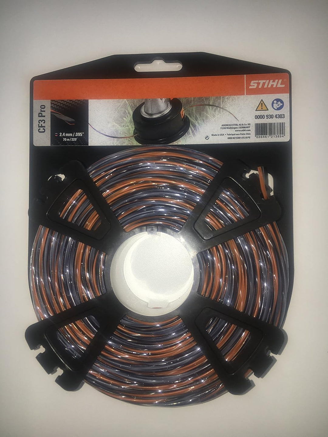 STIHL 9304303 Mähfaden Carbon 2,4mm x 70 Meter, kreuzförmig, CF3 Pro