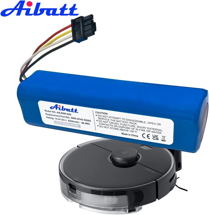 Aibatt 14.4V 6000mAh Li-Ion Akku, Ersatzakku für Xiaomi Mi Roboter, Mijia 1st und 2nd Gen Roborock,M