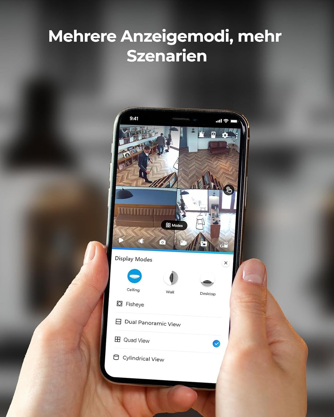 Reolink 6MP WLAN Überwachungskamera Innen, 360° Blick Panorama Fisheye Kamera mit 2,4/5 GHz WLAN, Pe