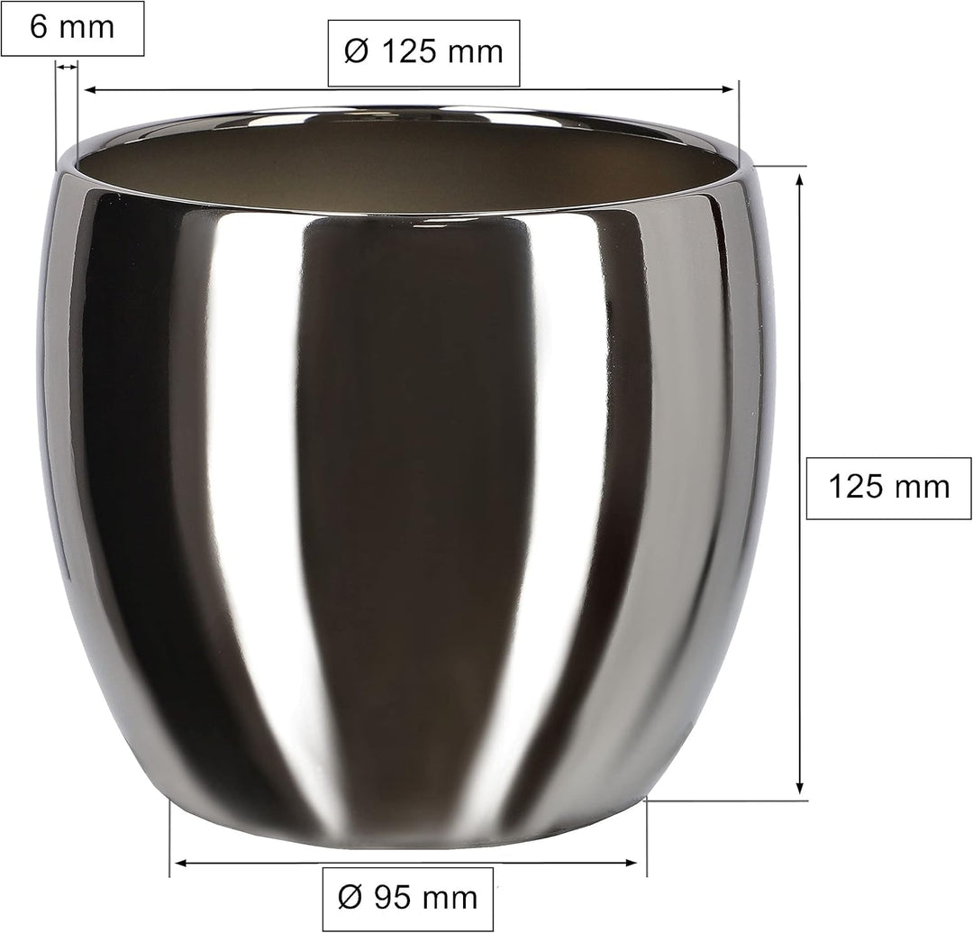 KOTARBAU® 3er Set Keramik-Blumentopf Übertopf für Blumen Pflanzen ⌀ 13 cm Weiss Silber Gold, ⌀ 13 Cm
