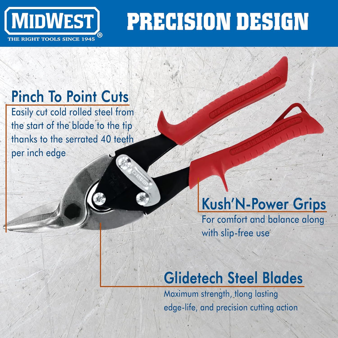 Midwest Aviation Snip - Reg Cut Snips Std Linker Schnitt, Linker Schnitt