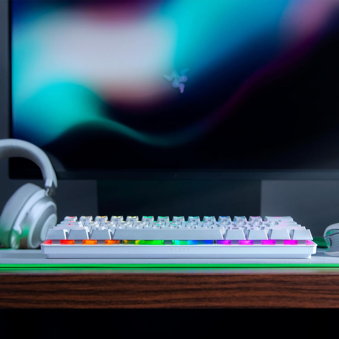 Razer Huntsman Mini Mercury (Red Switch) - Kompakte 60% Gaming Tastatur mit schnellen linear opto-me
