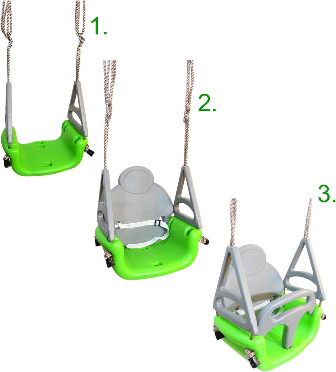 Loggyland Mitwachsender Babyschaukelsitz 3in1 von 3 bis 12 Jahre I Kleinkind I mitwachsend I grau ap