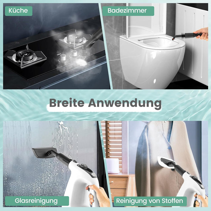 COSTWAY Dampfreiniger 1500W, Tank: 400 ML, Temperatur: bis zu 125℃, Aufheizzeit: 1 min., Dampfdruck: