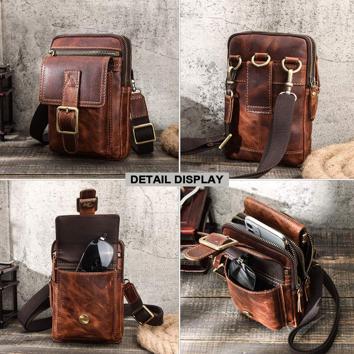 CONTACTS Echtes Leder Herren Kleine Messenger Taillentasche Gürteltasche Telefon Brieftasche Geldbör