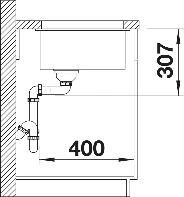 BLANCO SUBLINE 500-U | SILGRANIT schwarz | Einbauart: Unterbau | ohne Ablauffernbedienung | 60er Unt