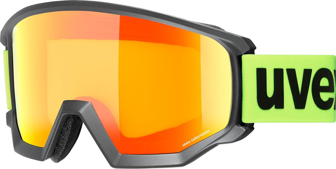 Uvex Unisex Athletic Cv Skibrille (1er Pack) Einheitsgrösse black mat/orange-yellow, Einheitsgrösse