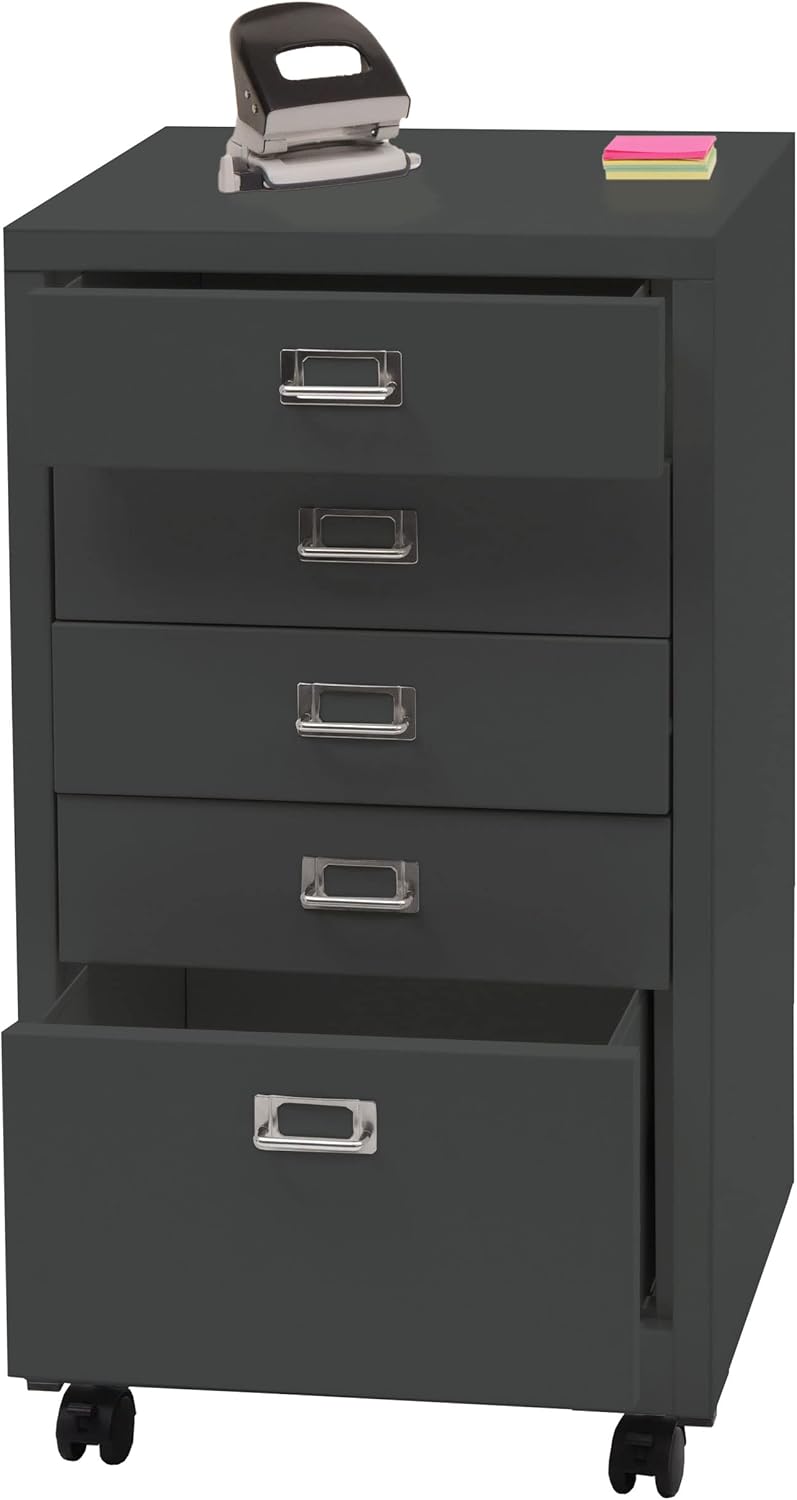 Mendler Rollcontainer HWC-L49, Schubladenschrank Stahlschrank Aktenschrank, Metall 75x40x41cm 5 Schu