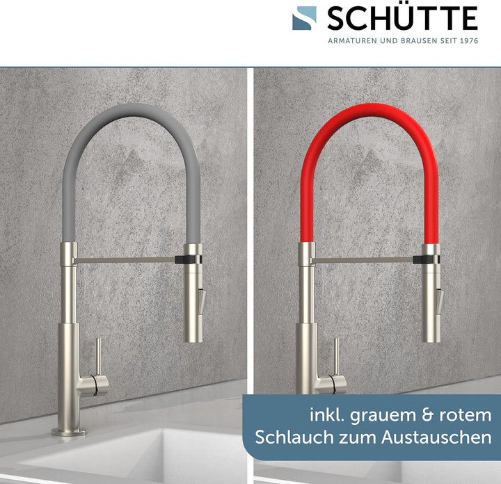 Schütte 23138 Design Spültischarmatur mit auswechselbaren Soft Touch Schlauch, 360 Grad schwenkbarer