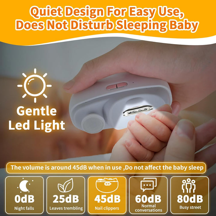 Elektrischer Nagelknipser mit Licht und 2 Geschwindigkeiten, 2-in-1-Design automatischer Baby-Nagels