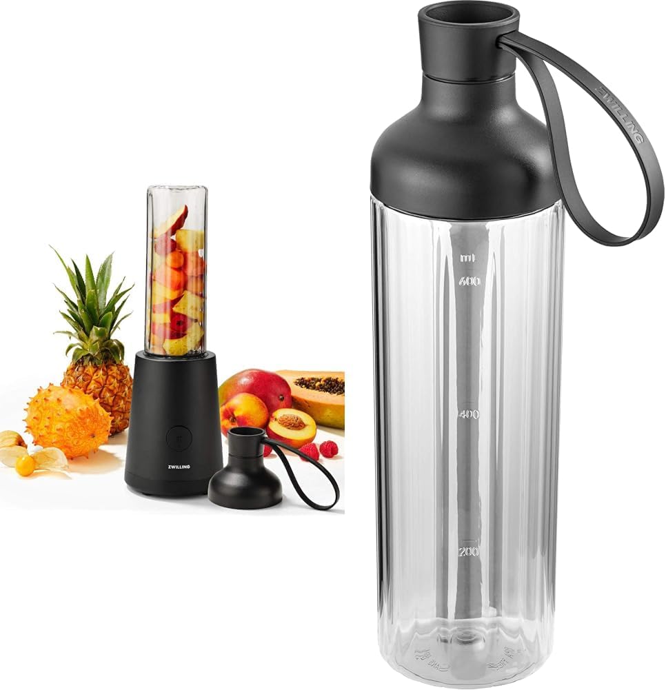 Zwilling Standmixer, Smoothie Maker, 300 Watt, inkl. 2 Trinkflaschen mit Verschluss, 600 ml Standmix