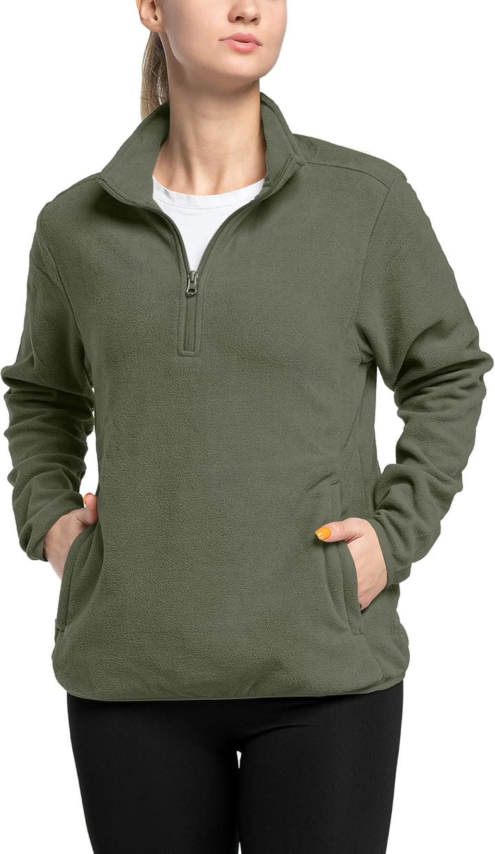 33,000ft Damen Fleece Pullover mit Halbreissverschluss Stehkragen Fleecepullover Sweatjacke Winter W