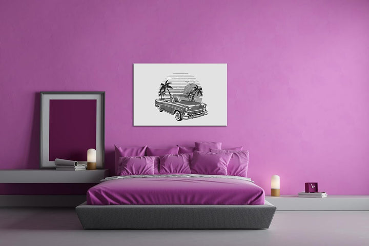 deyoli Antikes Auto Format: 80x60 cm Effekt: Schwarz/Weiss als Leinwandbild, Motiv fertig gerahmt au